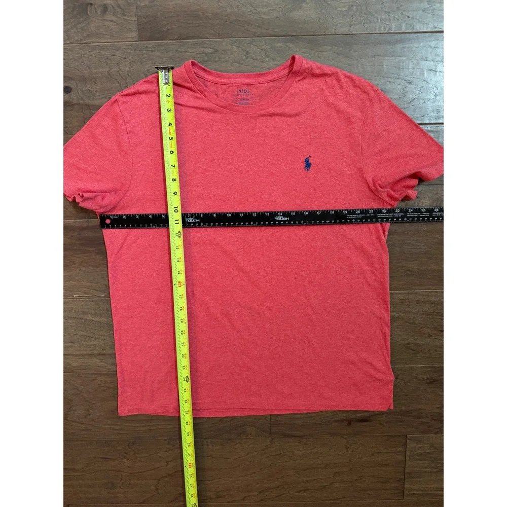 Polo Ralph Lauren Mens Large Red Heathered Cotton Crew Neck T-Shirt Short Sleeve